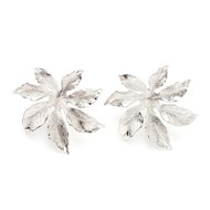 maxi boucles d'oreilles puces fleurs plaqué argent - CHLORIS