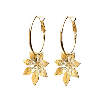 petites boucles d'oreilles créoles fleurs doré à l'or fin - CHLORIS
