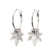 petites boucles d'oreilles créoles fleurs plaqué argent - CHLORIS