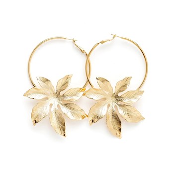 boucles d'oreilles créoles fleurs doré à l'or fin - CHLORIS