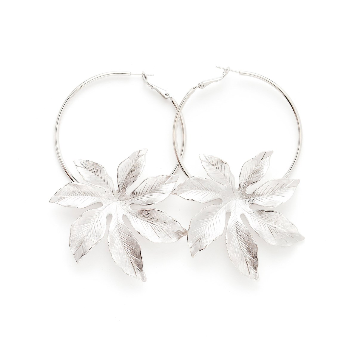 boucles d'oreilles créoles fleurs plaqué argent - CHLORIS