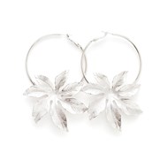 Boucles d'oreilles créoles fleurs plaqué argent - CHLORIS