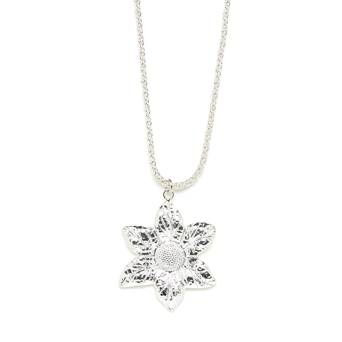 collier fleur plaqué argent - HESPÉRIS