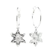 petites boucles d'oreilles créoles fleurs plaqué argent - HESPÉRIS