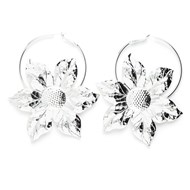 Boucles d'oreilles créoles fleurs plaqué argent - HESPÉRIS