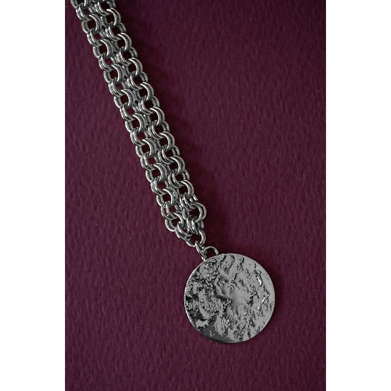 sautoir rond martelé plaqué argent - HESTIA - vue 2