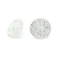 maxi boucles d'oreilles puces ronds martelés plaqué argent - HESTIA