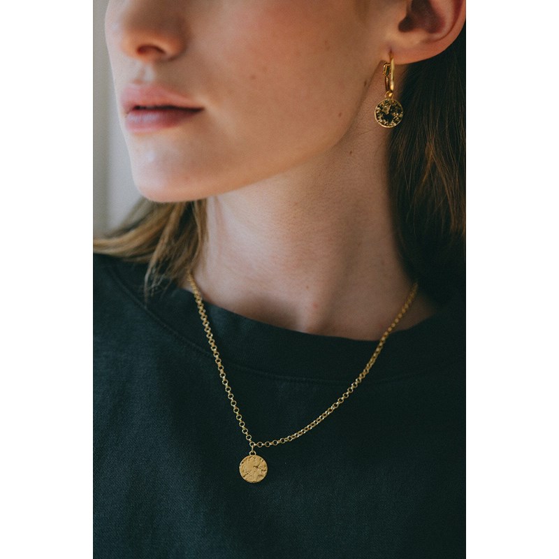 mini boucles d'oreilles créoles ronds martelés doré à l'or fin - HESTIA - vue 5