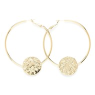 boucles d'oreilles créoles ronds martelés doré à l'or fin - HESTIA