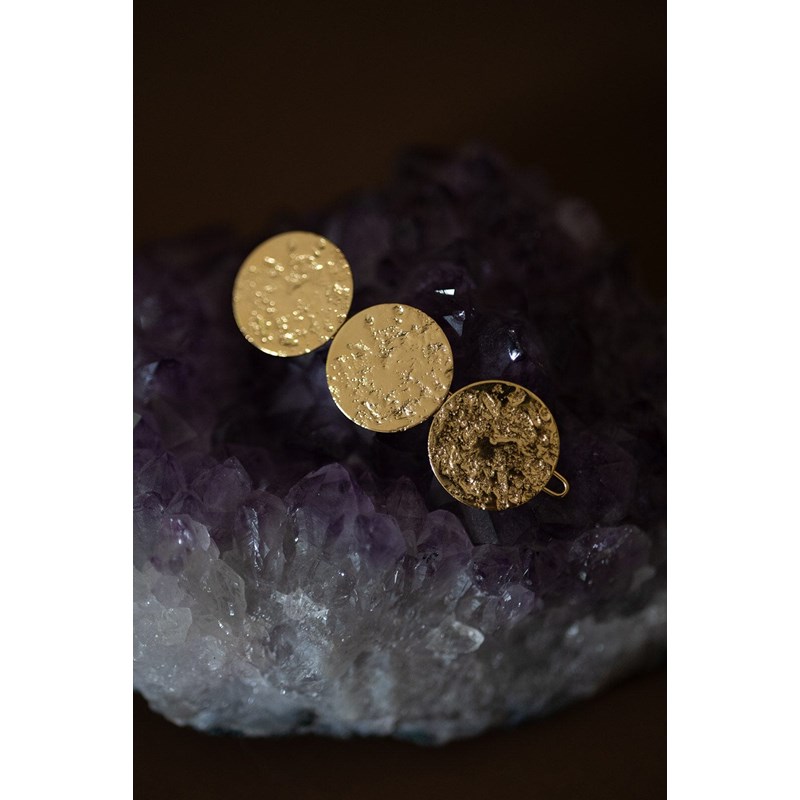 barrette ronds martelés doré à l'or fin - HESTIA - vue 3