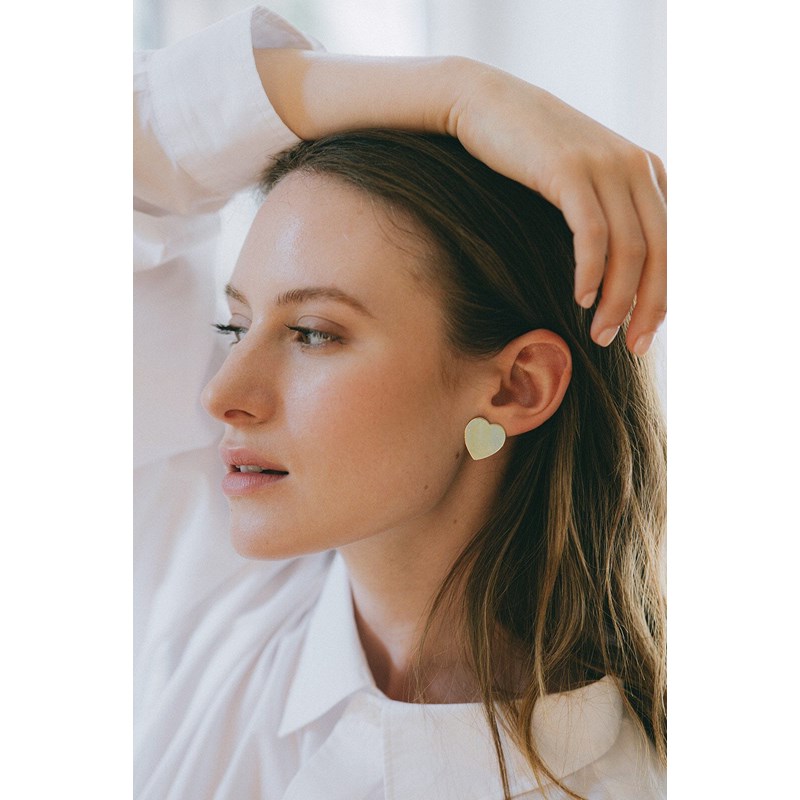 boucles d'oreilles puces coeurs plaqué argent - APHRODITE - vue 5