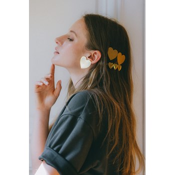 maxi boucles d'oreilles puces coeurs doré à l'or fin - APHRODITE