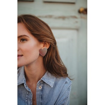 maxi boucles d'oreilles puces coeurs plaqué argent - APHRODITE