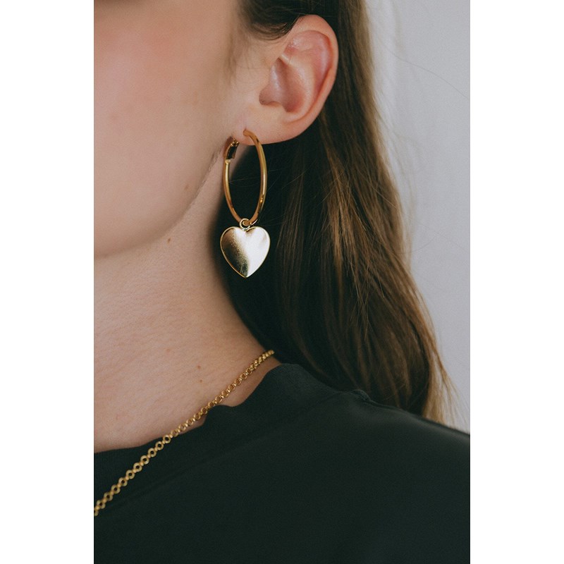 petites boucles d'oreilles créoles coeurs plaqué argent - APHRODITE - vue 3
