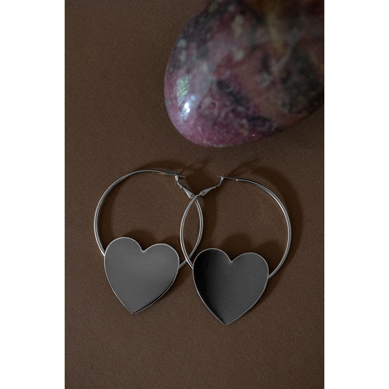 boucles d'oreilles créoles coeurs plaqué argent - APHRODITE - vue 2