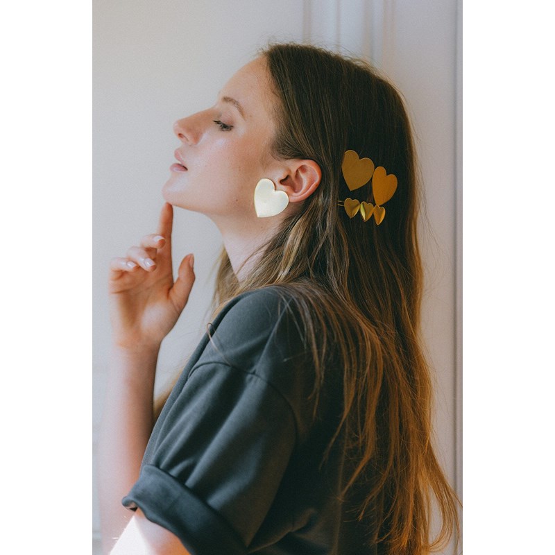 barrette coeurs plaqué argent - APHRODITE - vue 4