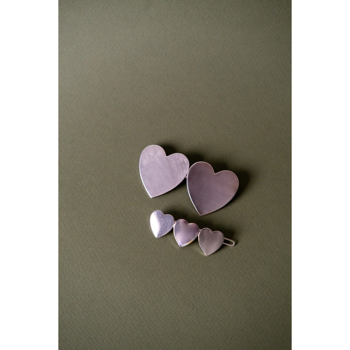 maxi barrette coeurs plaqué argent - APHRODITE - vue 2