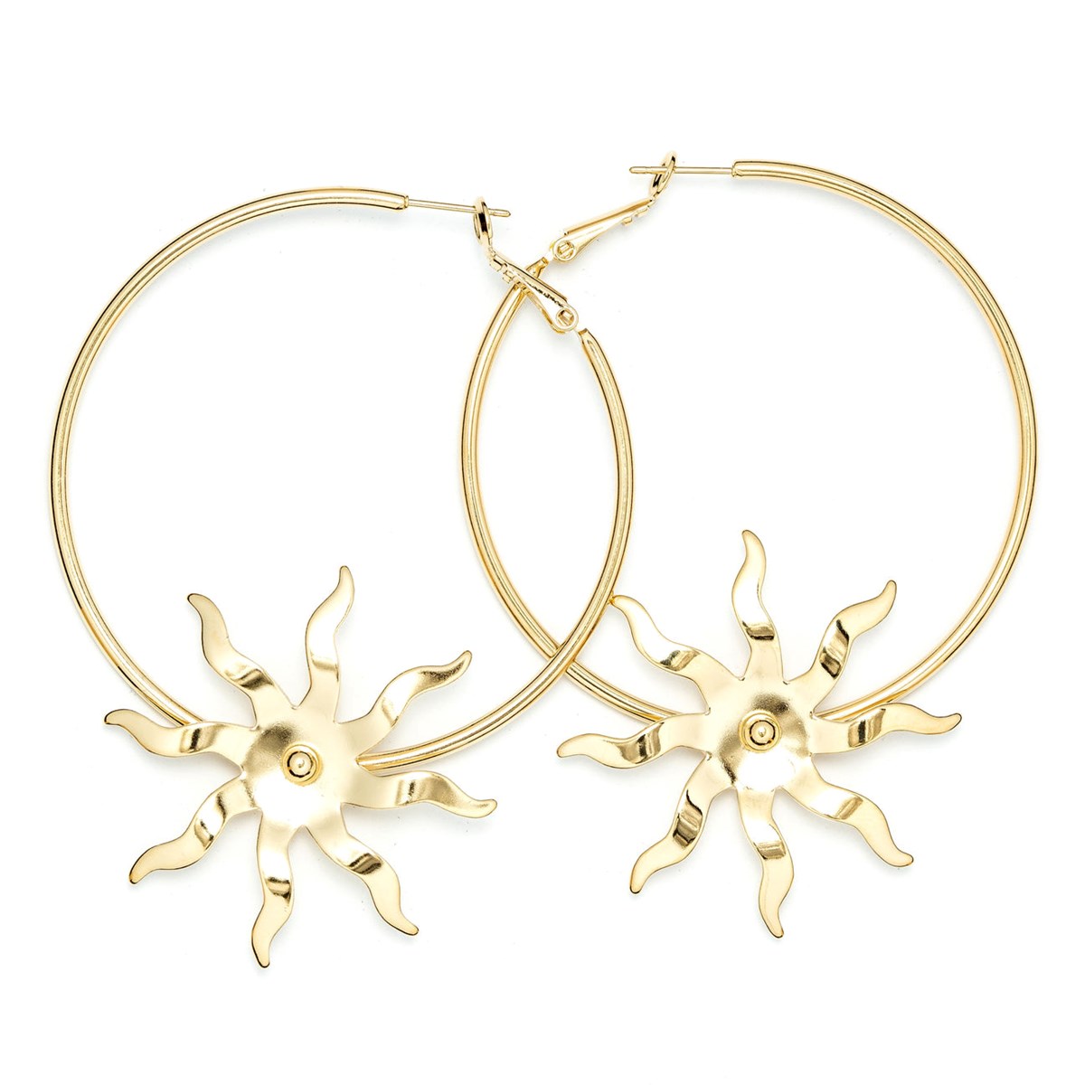 boucles d'oreilles créoles soleil doré à l'or fin - ÉOS