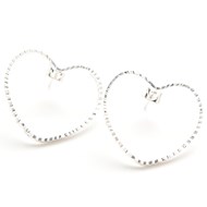 maxi boucles d'oreilles puces coeurs plaqué argent - AURA