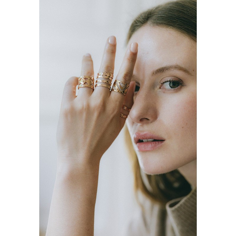 bague martelée plaqué or rose - ELIOTT - vue 4