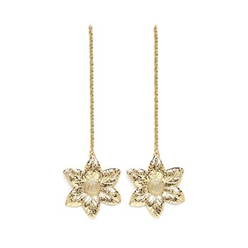 boucles d'oreilles pendantes fleurs doré à l'or fin - HESPÉRIS
