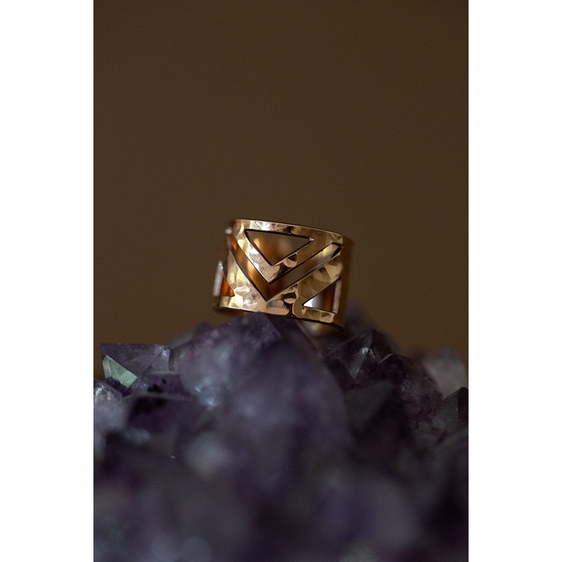 bague martelée plaqué or rose - ZAK - vue 3