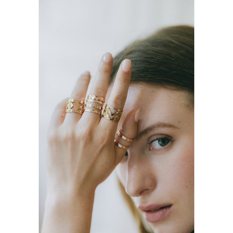 bague martelée plaqué or rose - ZAK - vue 4