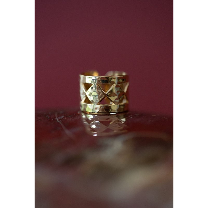 bague martelée plaqué or - LOU - vue 3