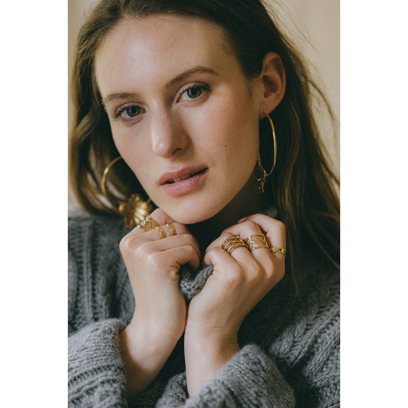 bague martelée plaqué or - LOU - vue 4