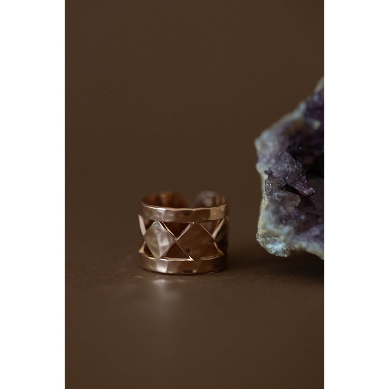 bague martelée plaqué or rose - LOU - vue 3