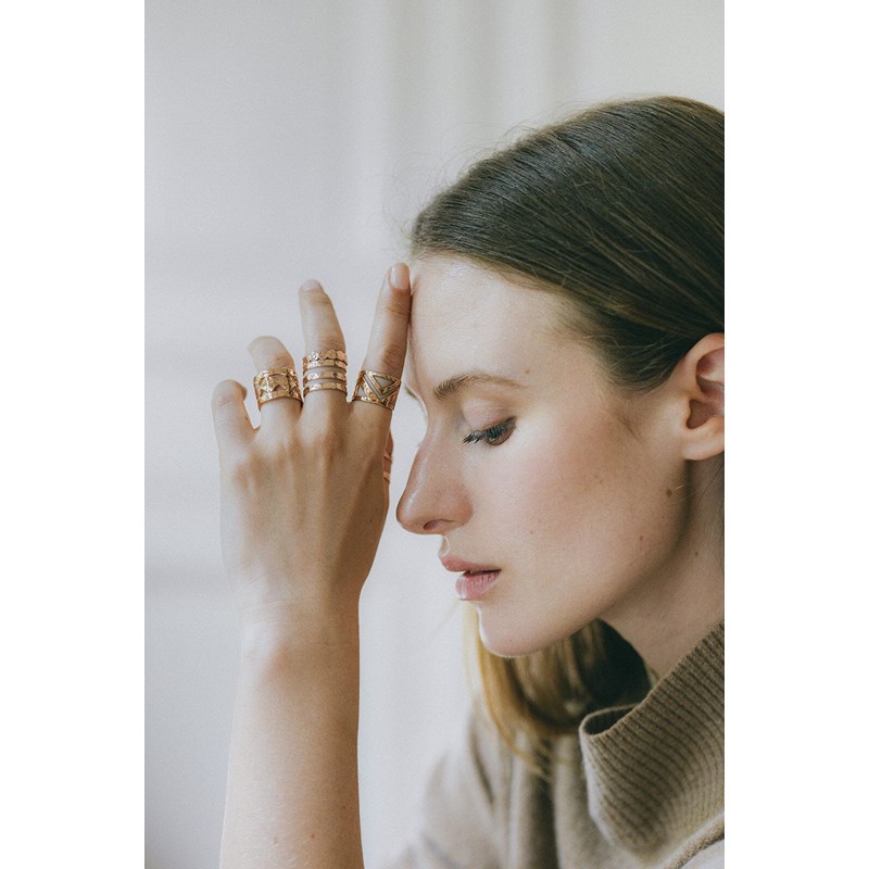 bague martelée plaqué or rose - LOU - vue 5