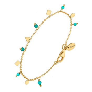 Silver Bracelet Geometrical Shape Tassels And Turquoise Stone