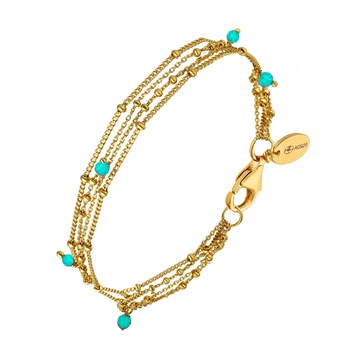 Silver Multiples Chain And Natural Turquoise Stones Bracelet