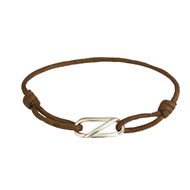 Bracelet Argent Marine Cordon ChocolatLarge - Hommecm