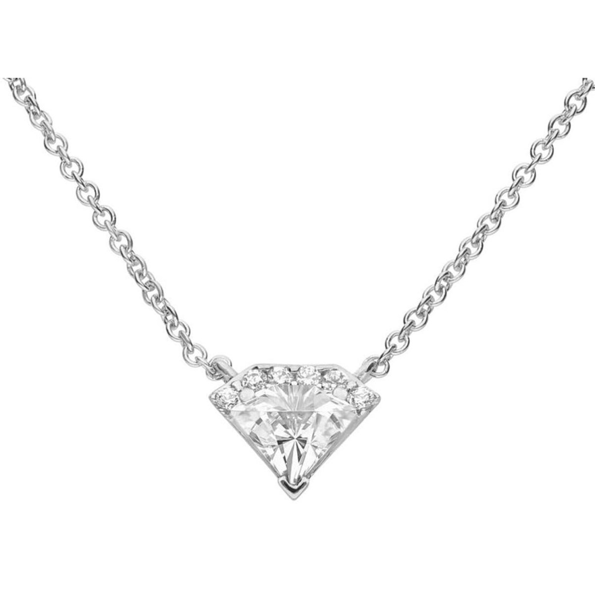 Collier zirconium forme diamant en argent 925/1000