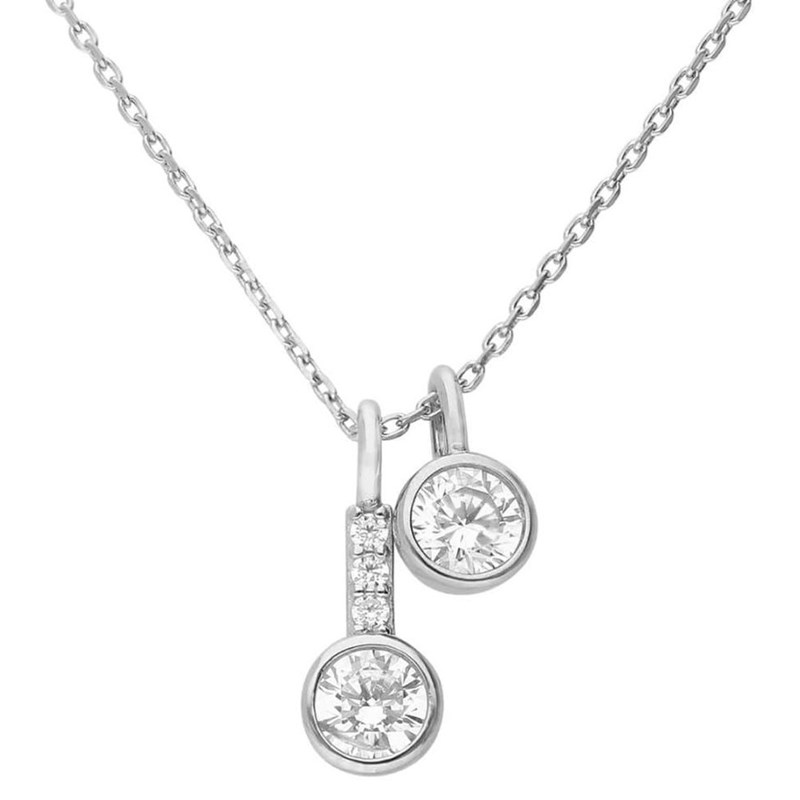 Collier double goutte zirconium en argent 925/1000