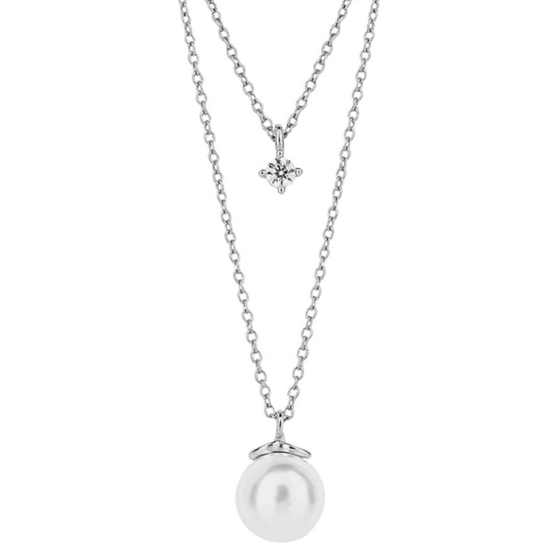 Collier perle et zirconium en argent 925/1000