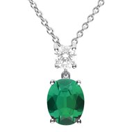 Collier zirconium couleur vert émeraude et transparentes en argent 925/1000