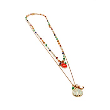Collier long double multipierres