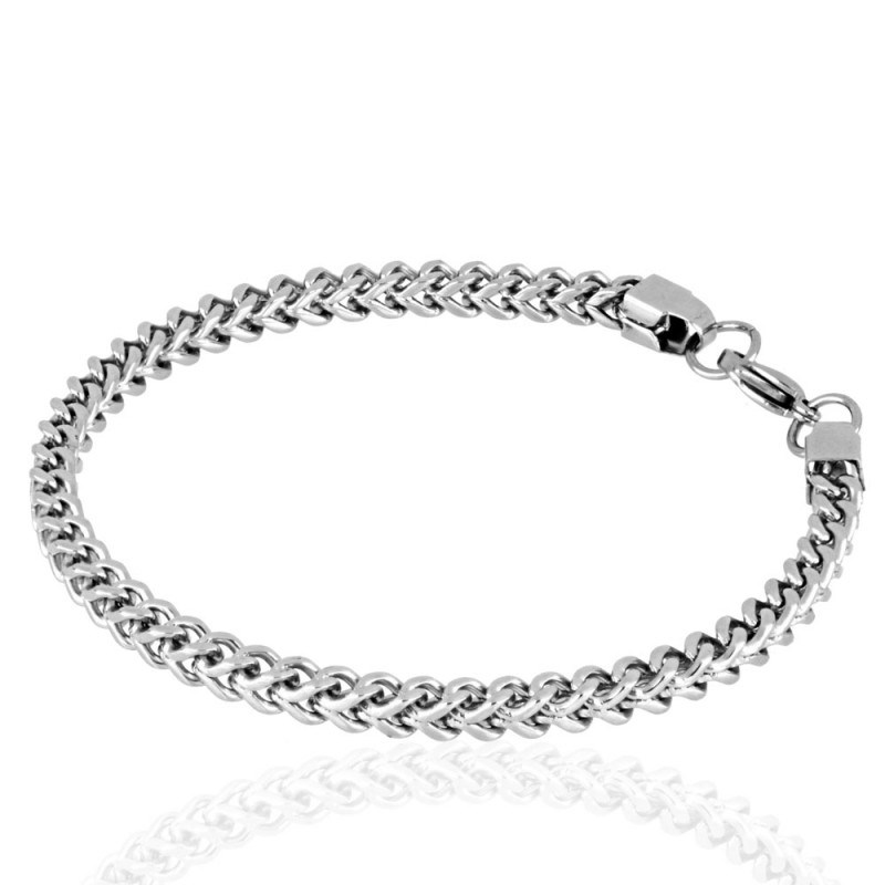 Bracelet Acier Maille Palmier Carrée - Homme