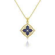 Collier Médaillon Saphir & Diamants en Or Jaune - Cadeau Anniversaire | Aden
