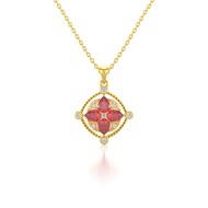 Collier Médaillon Rubis & Diamants en Or Jaune - Cadeau Anniversaire | Aden