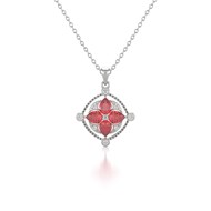 Collier Médaillon Rubis & Diamants en Or Blanc - Cadeau d'Occasion Unique | Aden