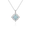 Collier Pendentif Or Blanc Médaillon Aigue-Marine et Diamants - Bijou d'Exception pour un Anniversaire Inoubliable | Aden - vue V1