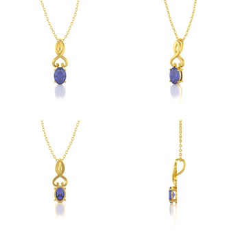Yellow Gold Tanzanite Necklace | 0.85gr | Refined Pendant with Gold Chain - Aden