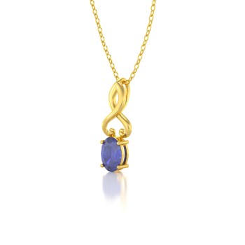 Yellow Gold Tanzanite Necklace | 0.85gr | Refined Pendant with Gold Chain - Aden