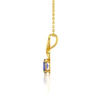 Yellow Gold Tanzanite Necklace | 0.85gr | Refined Pendant with Gold Chain - Aden