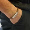 Bracelet Homme Motif Argent Bambou Et Cuir Marron Tressé - vue V2