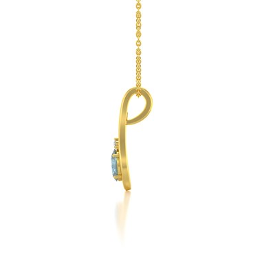 Collier Pendentif Or Jaune 750 Aigue Marine et Diamants l gance