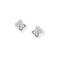 Boucles d'oreilles coeurs entrelacés en argent 925 rhodié avec oxydes de zirconium